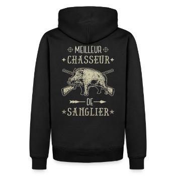 meilleur chasseur de sanglier chasse vintage - Sweat à capuche Premium bio Homme - noir - Dos - Nico (187cm)