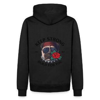 Bauen Sie für Sie - Männer Premium Bio Hoodie - Schwarz - Hinten - Nico (187cm)