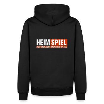 Heimspiel rot weiß - Männer Premium Bio Hoodie - Schwarz - Hinten - Nico (187cm)