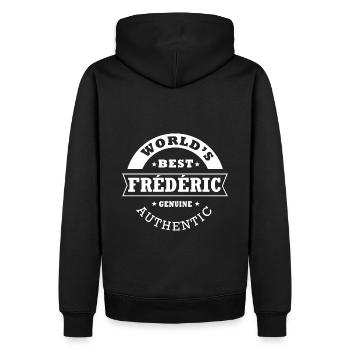 Frederick World S Bester Geschenkname Frederic - Männer Premium Bio Hoodie - Schwarz - Hinten - Nico (187cm)