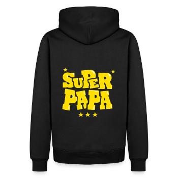 Superdad Super Dad Gestickter Schriftzug - Männer Premium Bio Hoodie - Schwarz - Hinten - Nico (187cm)