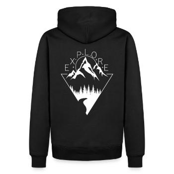 Explore Mountaineering Hiking Adventurer - Men’s Premium Organic Hoodie - black - Back - Nico (187cm)