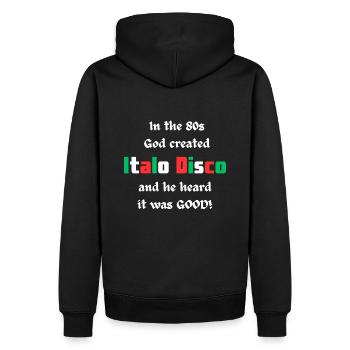 Dieu a fait Italo Disco t-shirt des années 80 - Sweat à capuche Premium bio Homme - noir - Dos - Nico (187cm)