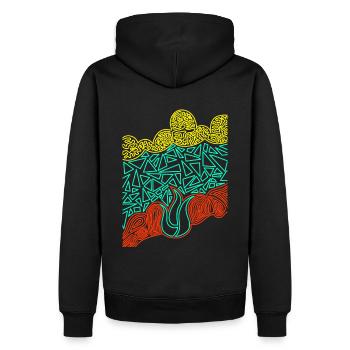 Feuer Wasser Luft - Männer Premium Bio Hoodie - Schwarz - Hinten - Nico (187cm)