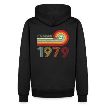 1979 Geburtstag Legendary since Vintage Rainbow - Männer Premium Bio Hoodie - Schwarz - Hinten - Nico (187cm)