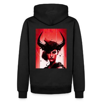 AI Art | Woman with Bull Horns - Männer Premium Bio Hoodie - Schwarz - Hinten - Nico (187cm)