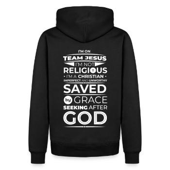 Team Jesus - Sweat à capuche Premium bio Homme - noir - Dos - Nico (187cm)
