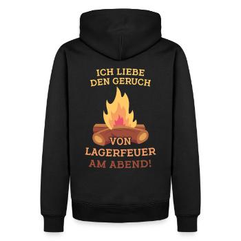 Ich liebe den Geruch von Lagerfeuer am Abend! - Männer Premium Bio Hoodie - Schwarz - Hinten - Nico (187cm)