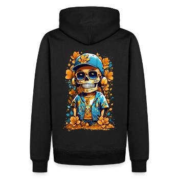 Zucker Schädel - Männer Premium Bio Hoodie - Schwarz - Hinten - Nico (187cm)