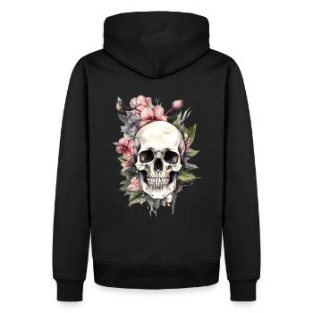 CRÂNE DE FLEUR - Sweat à capuche Premium bio Homme - noir - Dos - Nico (187cm)