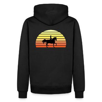 Sunset Dressurpferd - Männer Premium Bio Hoodie - Schwarz - Hinten - Nico (187cm)