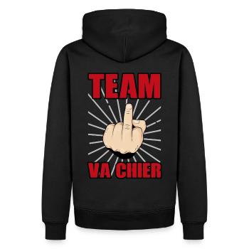 team vas chier | doigt d'honneur | fuck you - Sweat à capuche Premium bio Homme - noir - Dos - Nico (187cm)
