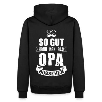So gut kann man als Opa aussehen! - Männer Premium Bio Hoodie - Schwarz - Hinten - Nico (187cm)