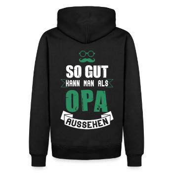 So gut kann man als Opa aussehen! - Männer Premium Bio Hoodie - Schwarz - Hinten - Nico (187cm)