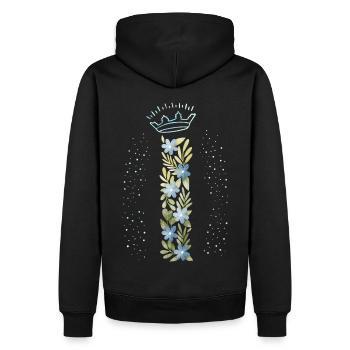 Monogramm Buchstabe I mit Krone, florales Ornament - Männer Premium Bio Hoodie - Schwarz - Hinten - Nico (187cm)
