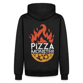 Pizza-Monster, lustiger Spruch, Pizza-Spruch - Männer Premium Bio Hoodie - Schwarz - Hinten - Nico (187cm)