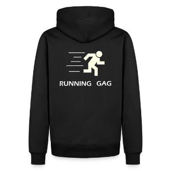 Running Gag - Männer Premium Bio Hoodie - Schwarz - Hinten - Nico (187cm)