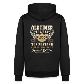 70. Geburtstag Oldtimer 70 Jahre 2025 Geschenkidee - Männer Premium Bio Hoodie - Schwarz - Hinten - Nico (187cm)