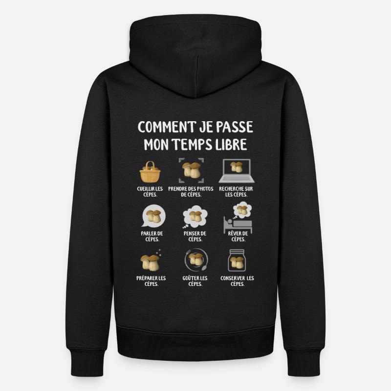 Cèpe Champignon Cueillette Cèpes Champignons - Sweat à capuche Premium bio Homme - noir