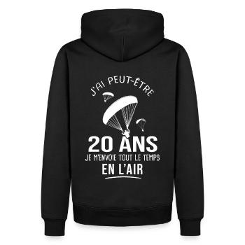 20 ans parapente humour anniversaire parapentistes - Sweat à capuche Premium bio Homme - noir - Dos - Nico (187cm)
