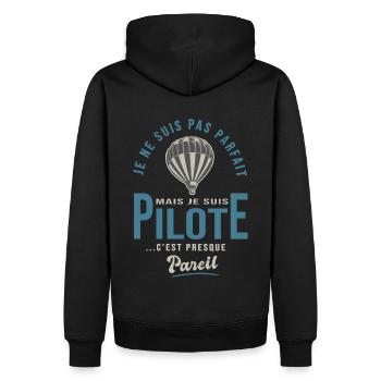 parfait pilote Mongolfière Cadeau humour - Sweat à capuche Premium bio Homme - noir - Dos - Nico (187cm)