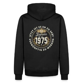 50. Geburtstag - Legendär seit 1975 Geschenkidee - Männer Premium Bio Hoodie - Schwarz - Hinten - Nico (187cm)