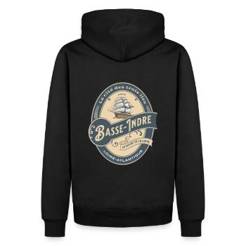 Basse-Indre, la cité des trois îles - Sweat à capuche Premium bio Homme - noir - Dos - Nico (187cm)