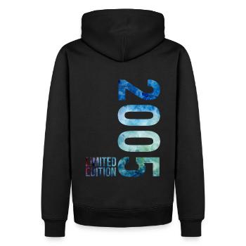 18e anniversaire Jeunes filles 18 ans 2005 - Sweat à capuche Premium bio Homme - noir - Dos - Nico (187cm)