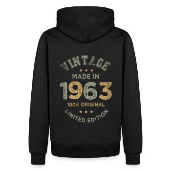 Made in 1963 Cadeau Vintage anniversaire 60 ans - Sweat à capuche Premium bio Homme - noir - Dos - Nico (187cm)