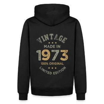 Made in 1973 Cadeau Vintage anniversaire 50 ans - Sweat à capuche Premium bio Homme - noir - Dos - Nico (187cm)