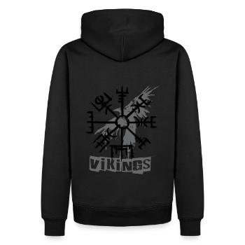 Raven Vikings & Vegvisir - Männer Premium Bio Hoodie - Schwarz - Hinten - Nico (187cm)
