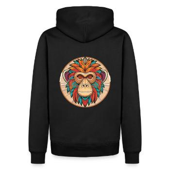 Kunstvoller Affe - Männer Premium Bio Hoodie - Schwarz - Hinten - Nico (187cm)
