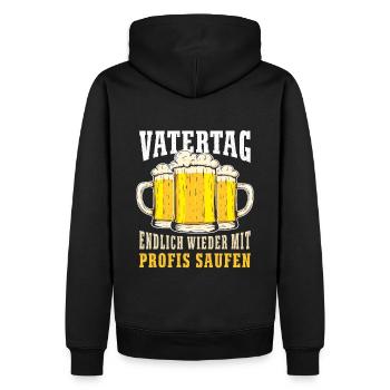 Vatertag Spruch Endlich wieder mit Profis Saufen - Männer Premium Bio Hoodie - Schwarz - Hinten - Nico (187cm)