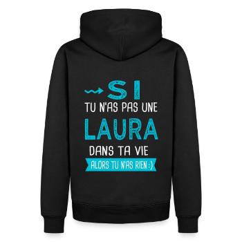 Laura Si tu n as pas une laura - Sweat à capuche Premium bio Homme - noir - Dos - Nico (187cm)