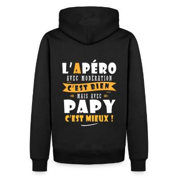Papy Cadeau Humour papy cadeau papi papy - Sweat à capuche Premium bio Homme - noir - Dos - Nico (187cm)