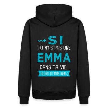 Emma Si tu n as pas une emma - Sweat à capuche Premium bio Homme - noir - Dos - Nico (187cm)