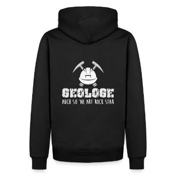Geologe Rock Star | Lustiges Geologen Motiv - Männer Premium Bio Hoodie - Schwarz - Hinten - Nico (187cm)