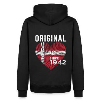 Jubiläum 1942 Original seit 1942 Dänemark - Männer Premium Bio Hoodie - Schwarz - Hinten - Nico (187cm)