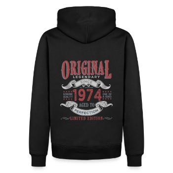 Jahrgang 1974 1974 Geburtstagsgeschenk - Männer Premium Bio Hoodie - Schwarz - Hinten - Nico (187cm)