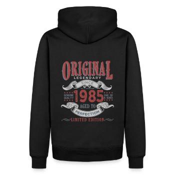 Né en 1985 Cadeau 1985 Anniversaire - Sweat à capuche Premium bio Homme - noir - Dos - Nico (187cm)