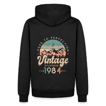 1984 Jahrgang Geburtstag Jahrgang 1984 - Männer Premium Bio Hoodie - Schwarz - Hinten - Nico (187cm)