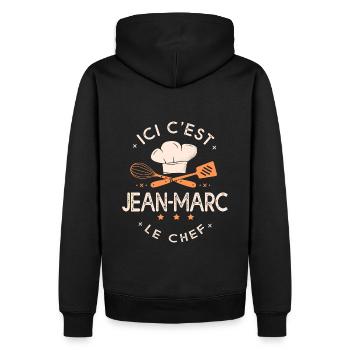 Jean Marc Chef Ici c est Jean-Marc le chef - Sweat à capuche Premium bio Homme - noir - Dos - Nico (187cm)