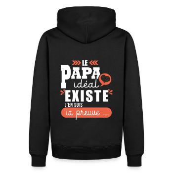 Cadeau papa idéal fête papa T shirt papa - Sweat à capuche Premium bio Homme - noir - Dos - Nico (187cm)
