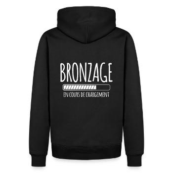 Tan Loading, Été, Vacances, Français - Sweat à capuche Premium bio Homme - noir - Dos - Nico (187cm)