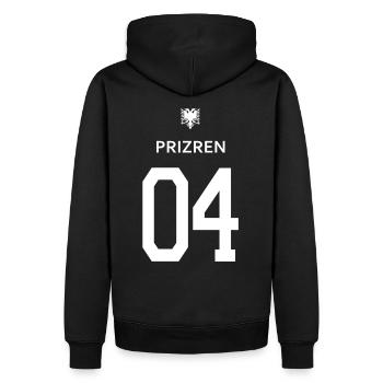 Albanische T-Shirt Priren 04 Adler albania eagle - Männer Premium Bio Hoodie - Schwarz - Hinten - Nico (187cm)