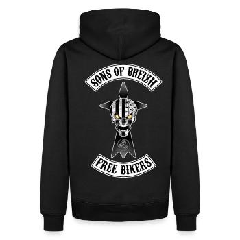 Breizh Bikers skull - Sweat à capuche Premium bio Homme - noir - Dos - Nico (187cm)