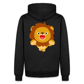 Hallo! Niedlich Trickfilm Löwe -Cheerful Madness!! - Männer Premium Bio Hoodie - Schwarz - Hinten - Nico (187cm)