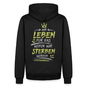 CLASSIC - BACK - Männer Premium Bio Hoodie - Schwarz - Hinten - Nico (187cm)
