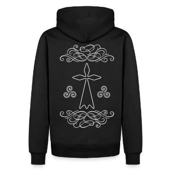 breizh hermine - Sweat à capuche Premium bio Homme - noir - Dos - Nico (187cm)
