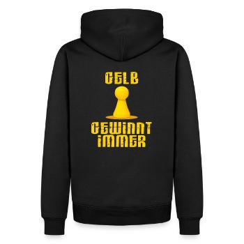 GESELLSCHAFTSSPIELE SPIELEABEND GESCHENK - Männer Premium Bio Hoodie - Schwarz - Hinten - Nico (187cm)